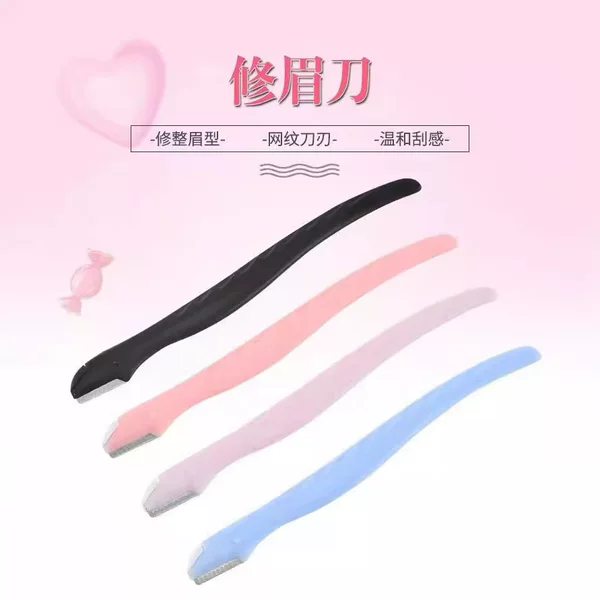 Factory in stock Cross-border Hippocampus Handle Eyebrow Knife Candy-colored Protective Eyebrow Knife suit Stainless Steel Eyebrow Knife Tool