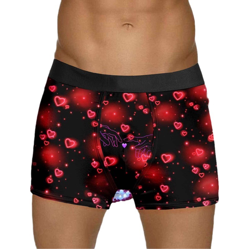 2024 nuevos pantalones cortos de la ropa interior de los hombres del Día de San Valentín de los boxeadores mediados de la cintura