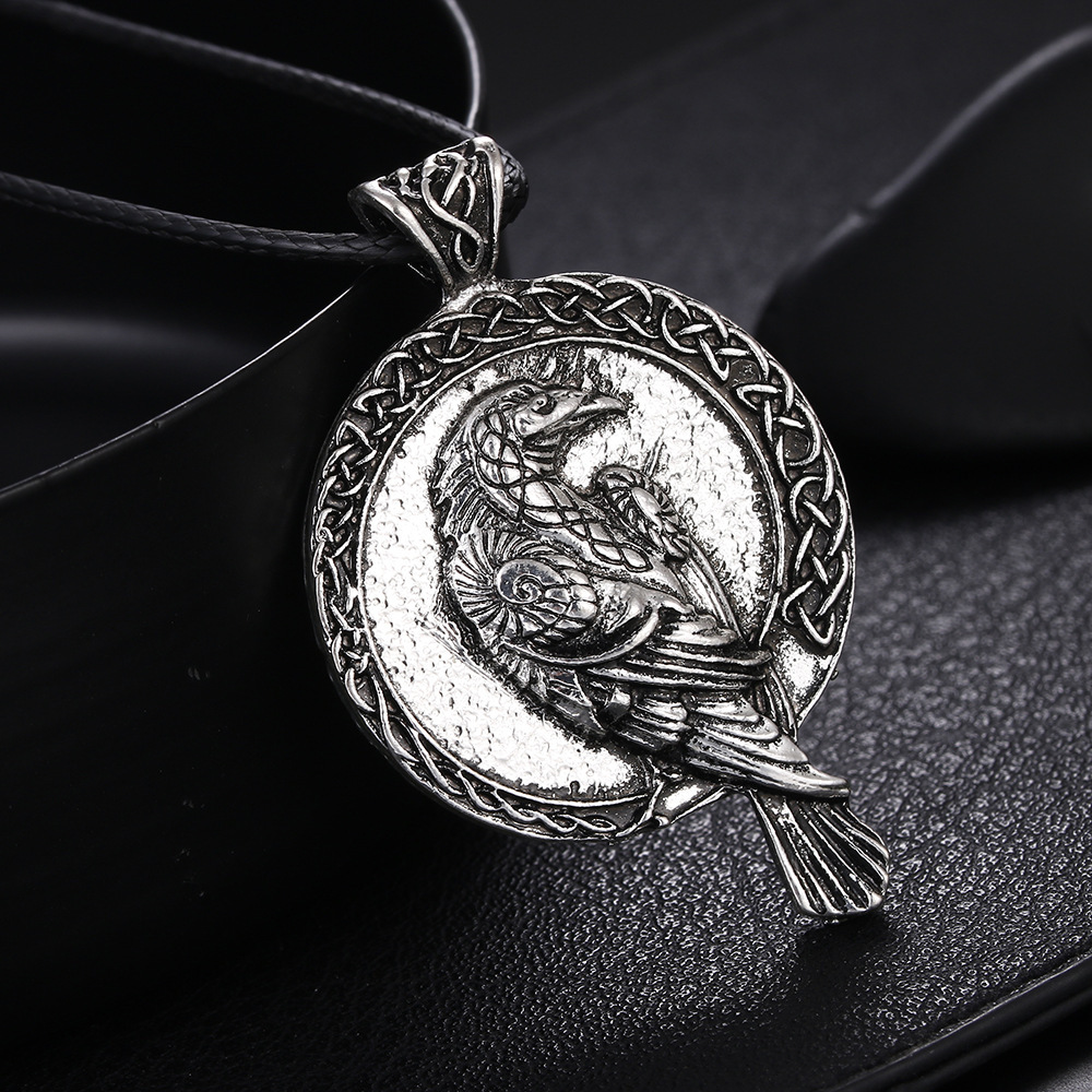 Põhjamaade amuleti kaelakee Viking Crow ripats Must lind Celtic Crow kaelakee meeste ja naiste ehted_voghion.com