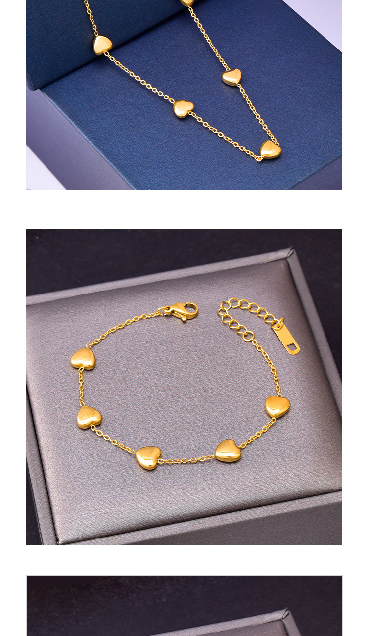 Heart Shape Pattern Women'S Gender Sweet Heart Shape Titanium Steel Plating Bracelets Earrings Necklace