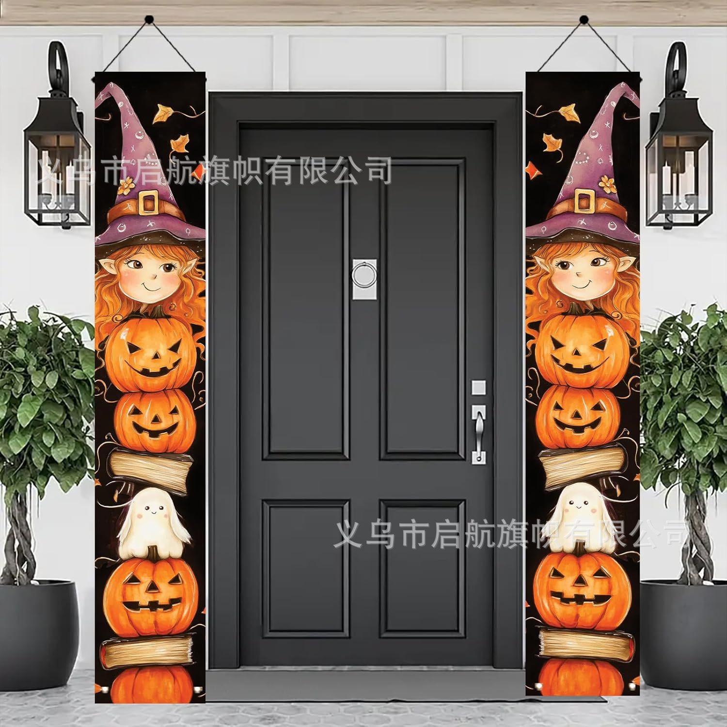Transfronterizo nuevo Amazon Halloween pareja cortina de la fiesta de Navidad atmósfera decoración decoración colgar bandera diseño de fábrica