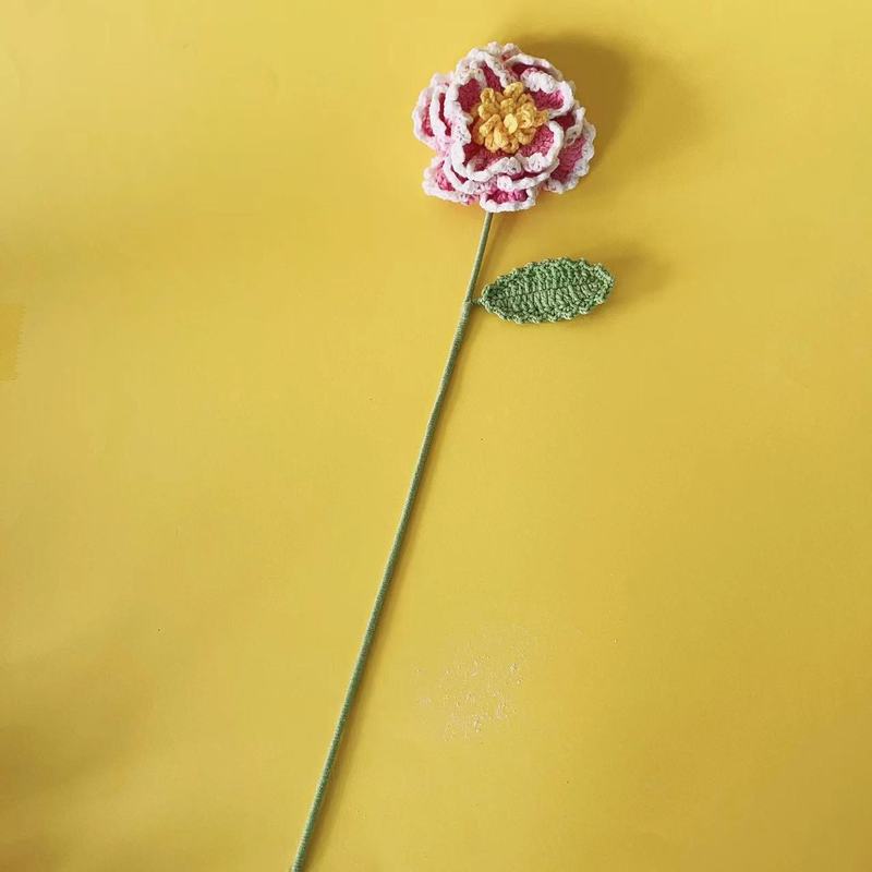 厂家直销手工钩织花荷花牡丹花束七夕送女友好物毛线仿真花束跨境|undefined