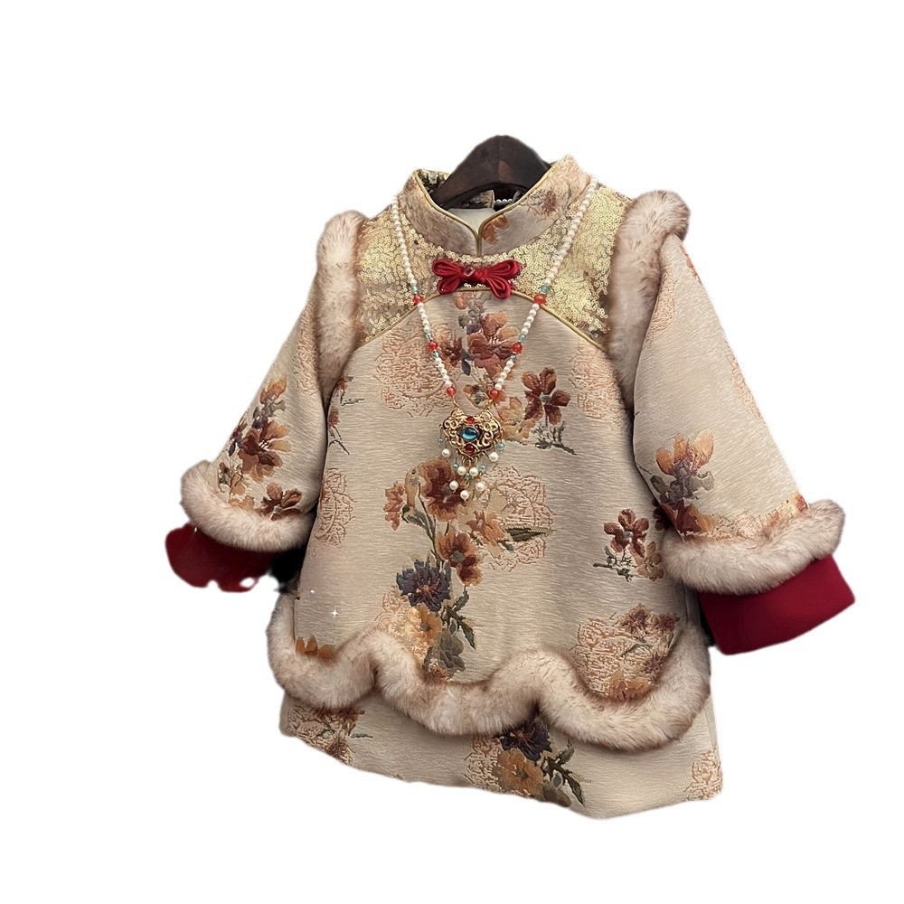 Vestido de Año Nuevo para Siete Niñas de Limón Salado Invierno más terciopelo Nuevo estilo nacional para niños Traje Tang Ropa de Año Nuevo para bebés image 5