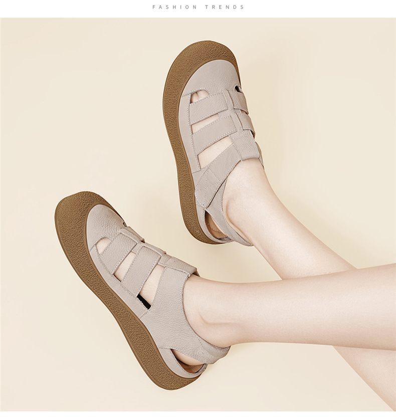 Dép nữ Birkenstock da thật kiểu La Mã mũi kín đế bằng thoáng khí chất liệu nút chai — JST 7173 lạc đà, JST 7173m màu chi tiết 13