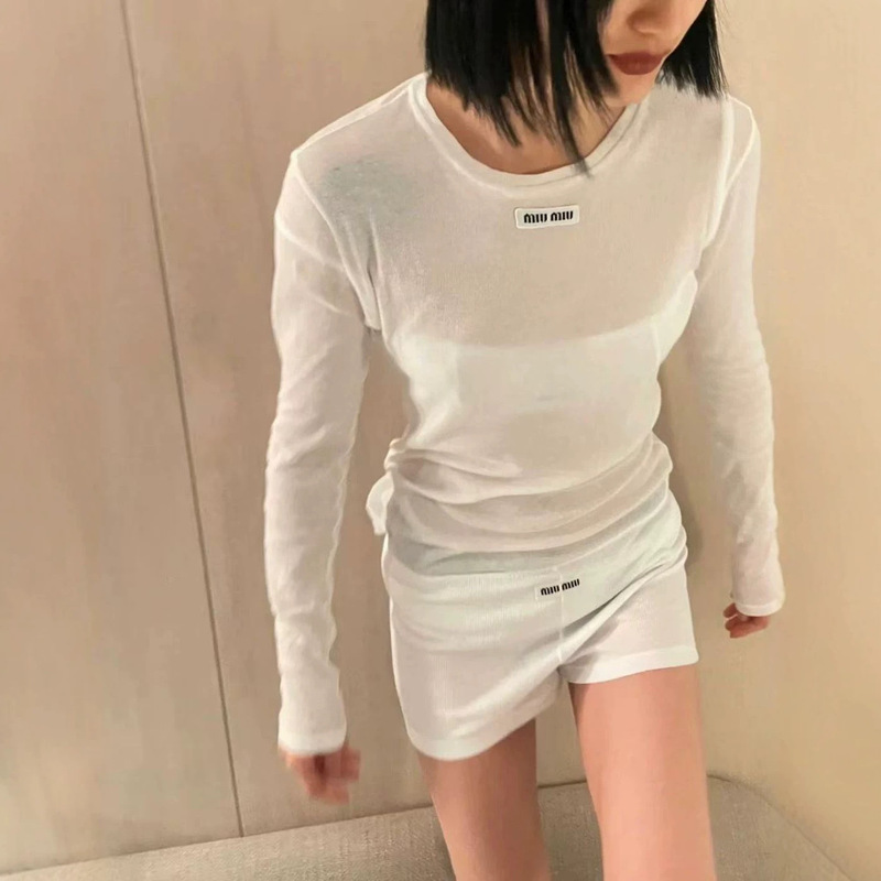 Mm's New 26S Fashion Embroidered Logo Letter Tencel Cotton Base Simple Casual Versatile Sun-Protective Long-Sleeve T-Shirt