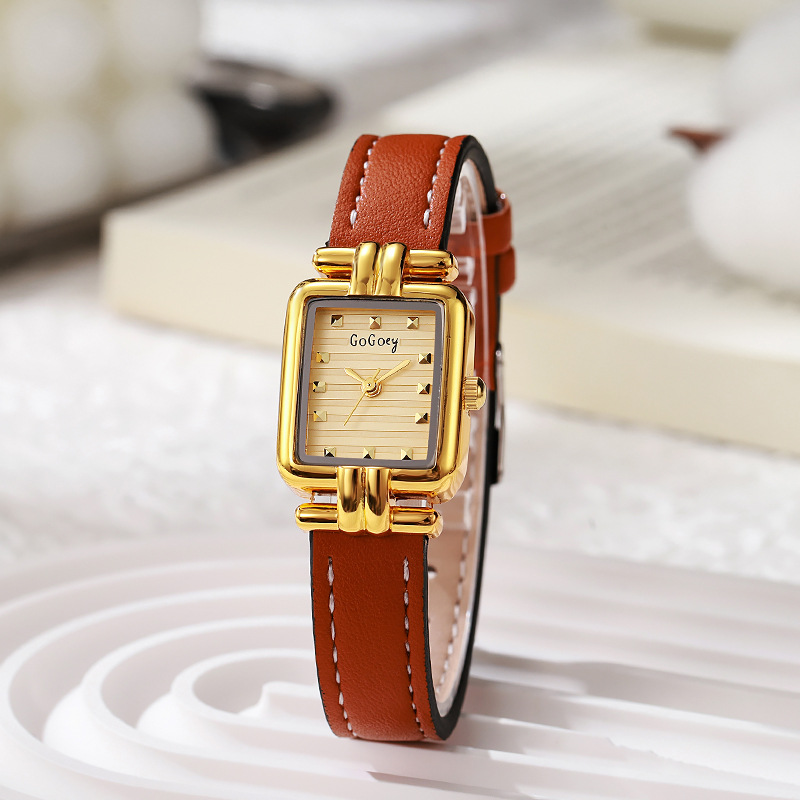 新型のレトロな小さい四角形の女性の腕時計の女性の時計のシンプルなローマのレトロなベルトの高級感の軽い贅沢な生放送の爆発金