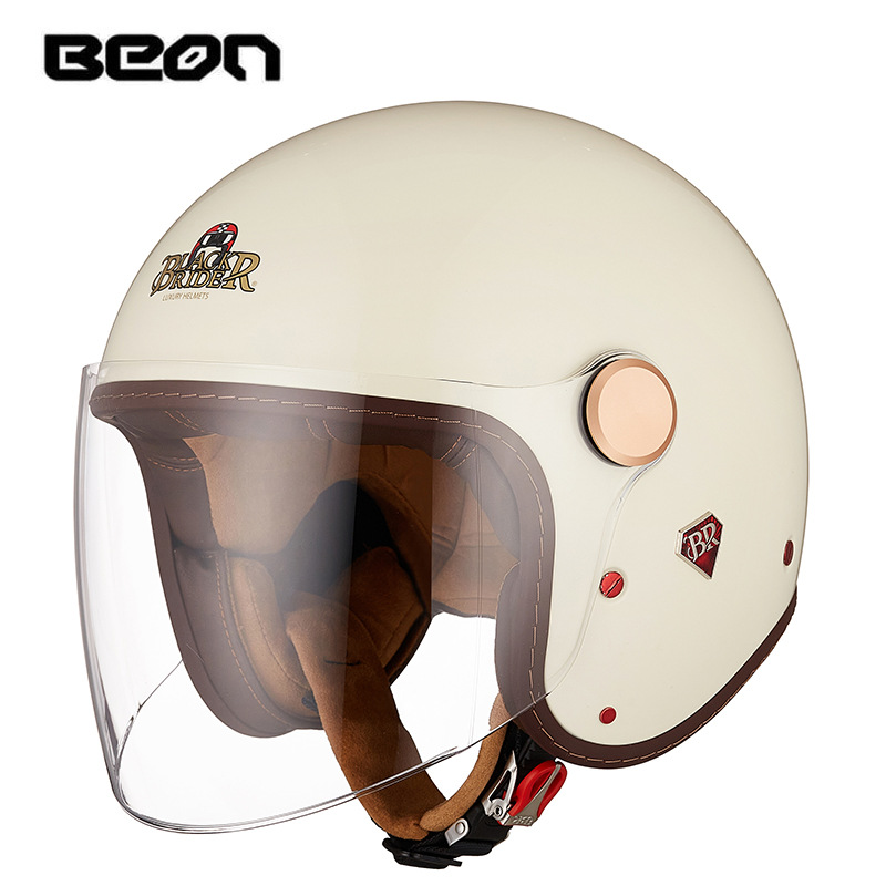 Motuoche BEON Motorcycle Helmet Men Women Electric Bike 3/4 Half Helmet (Motosiklet kaskı (dəbilqə)) - elegant-white-m