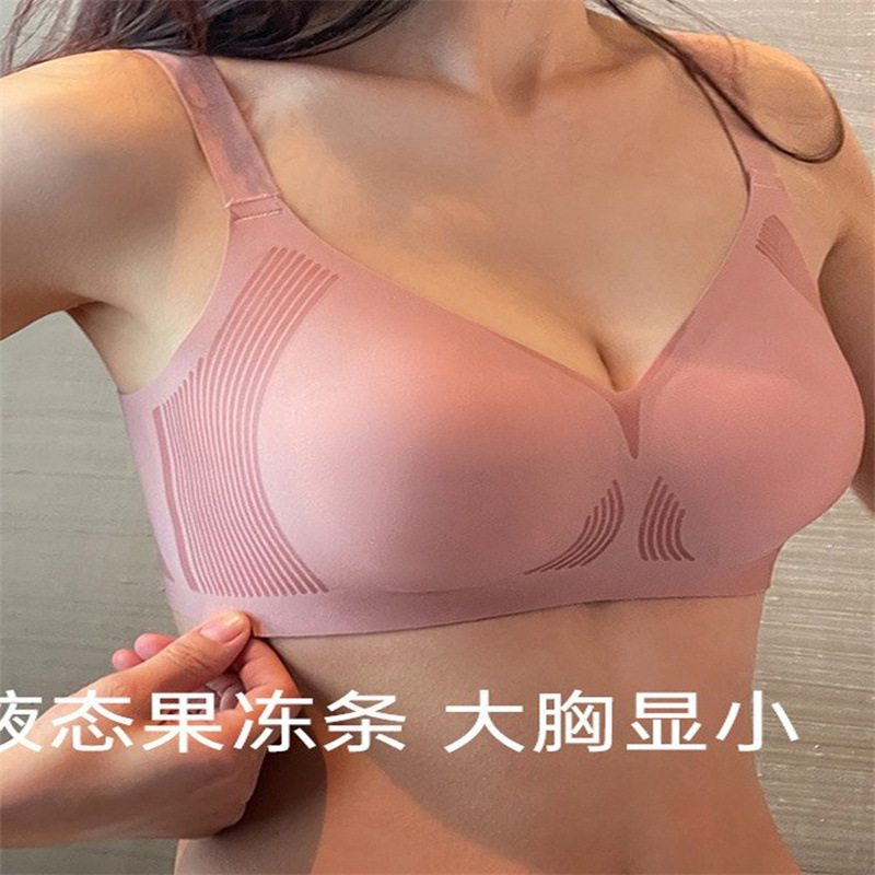 plus size seamless no steel ring women's underwear summer thin breathable breast anti-sagging soft support large chest small bra