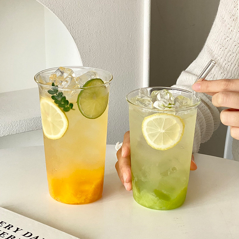 High-Temperature Resistant Fruit Tea Glass Cup, Large Capacity, Simple American-Style Coffee, Special Milk Tea, Lemon Tea Cup for Summer Home Use