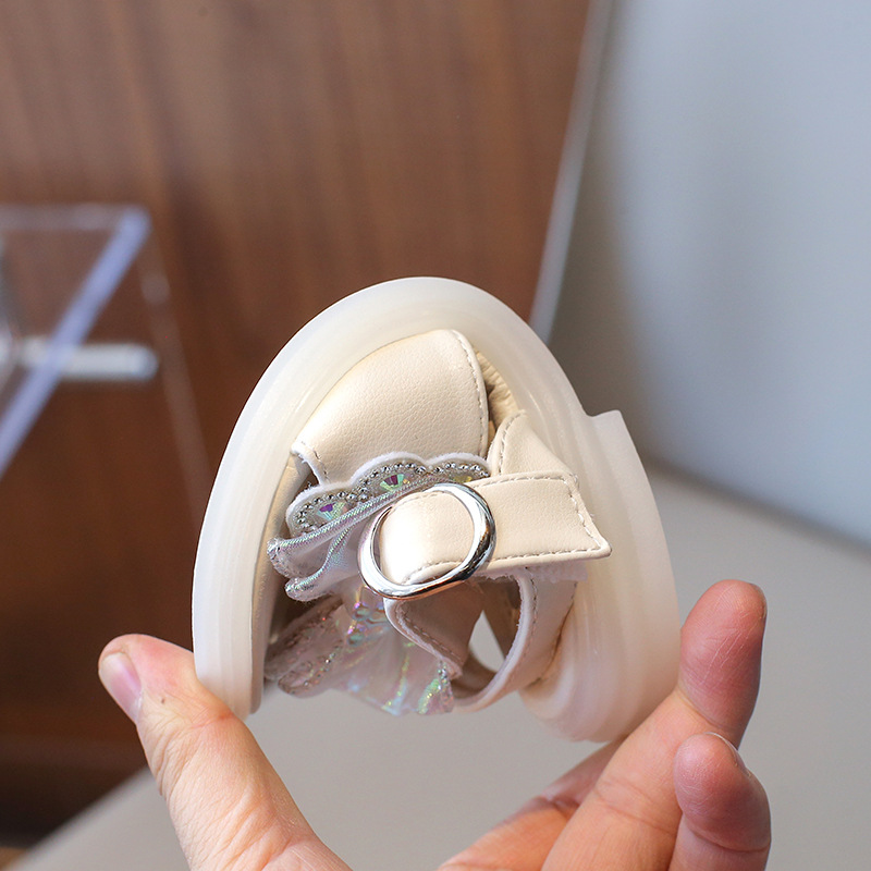 Sandali per ragazze 2024 primavera/estate nuova moda baby water diamond edizione coreana fiocco principessa suola morbida scarpe da ballo_voghion.com