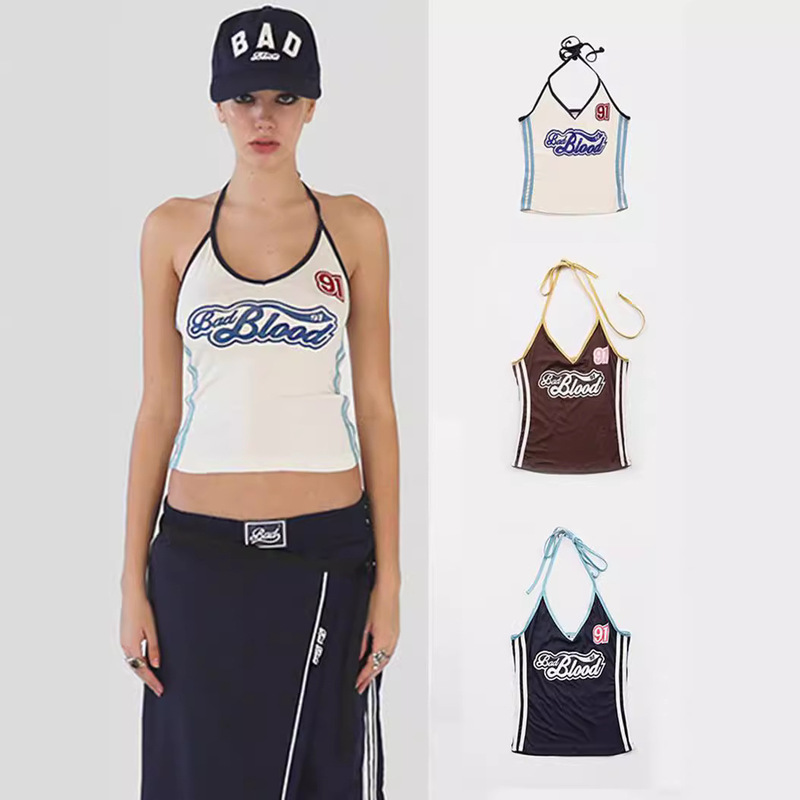 Korean Badblood Bcac Series American Camisole Women's Slim Slim Sexy Embroidered Niche Top