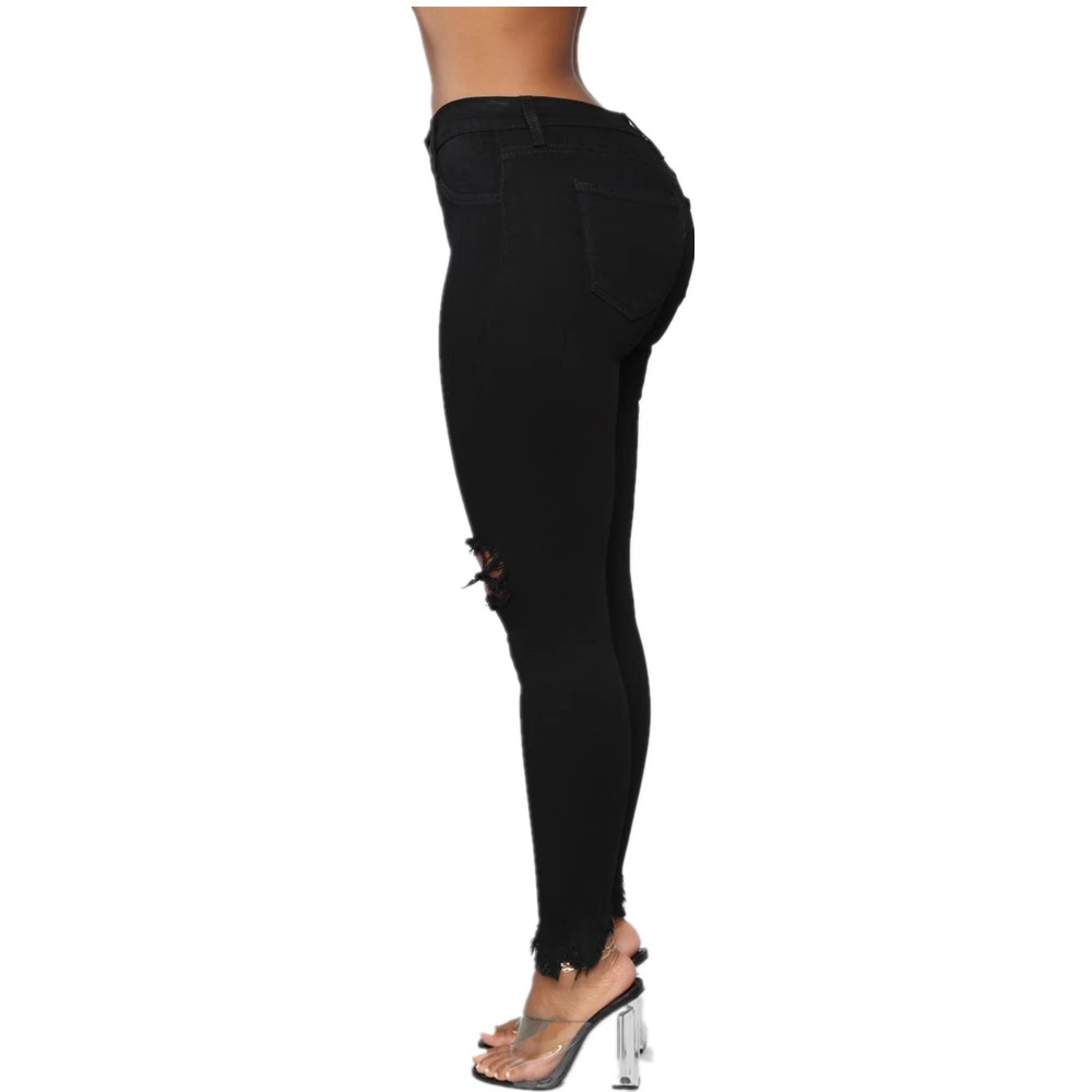 Pantalones rasgados de color sólido de verano para mujer europeos y americanos de eBay AliExpress Wish