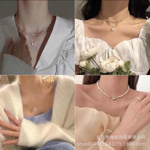 Titanium steel necklace for women, black agate beads lockchain, summer high-end cool style choker,  new fashion trend.