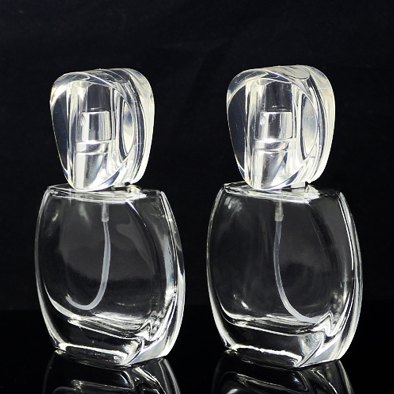 新款椭圆香水瓶透明玻璃瓶空瓶30ml螺口按压式喷雾瓶化妆品分装瓶