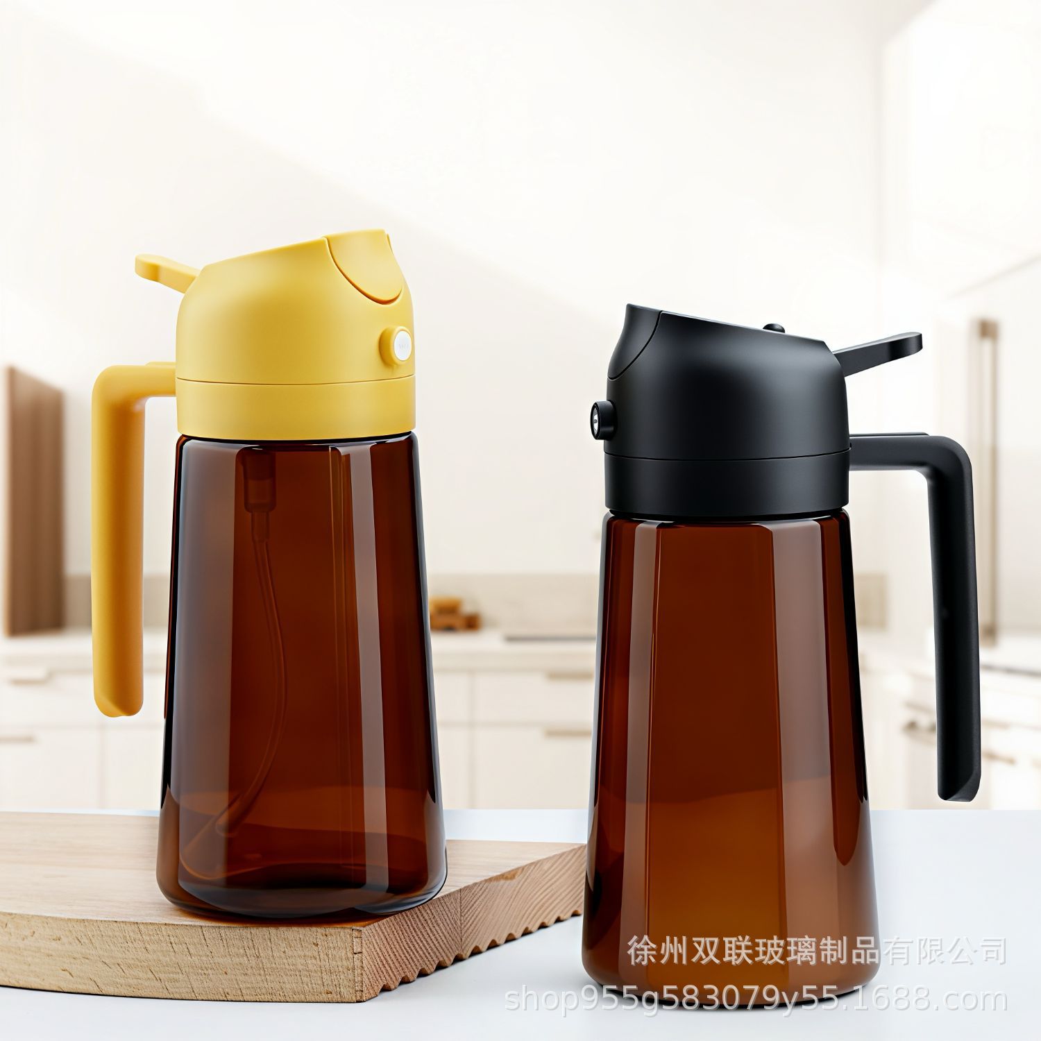 Nuevo tipo de pulverización de doble propósito de vidrio de aceite de pulverización de aceite de cocina doméstica sin colgar aceite a prueba de fugas de aceite de salsa de soja botella de vinagre