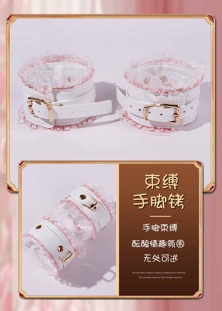 10-Piece Adult Bondage Kit in White PU Leather with Metal Hardware — detail image 21