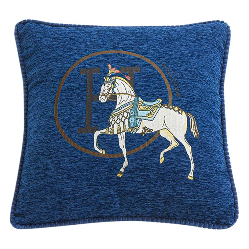 Наволочка из синели с жаккардовым узором, в стиле лёгкой роскоши, простая и современная, для дивана, белая, с изображением головы лошади, подушка для изголовья, в стиле лёгкой роскоши