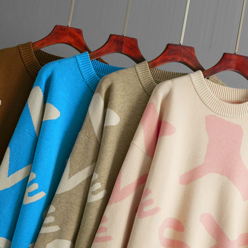 2024 Autumn And Winter New Knitted Sweater Women'S Medium And Long Jacquard Loose Bottoming Shirt Top 13 164.Jpg