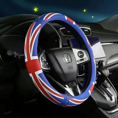 Steering wheel cover: Non-slip Handle Cover Men's Silicone - mi-zi-flag-blue-38cm