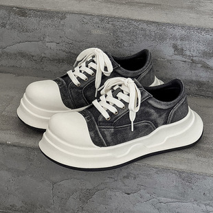 Mickey Black and White Big Head Round Shoes Men's Shoes 2025 Niche New Ugly Cute Platform All-match Casual Shoes Low-top Board Shoes