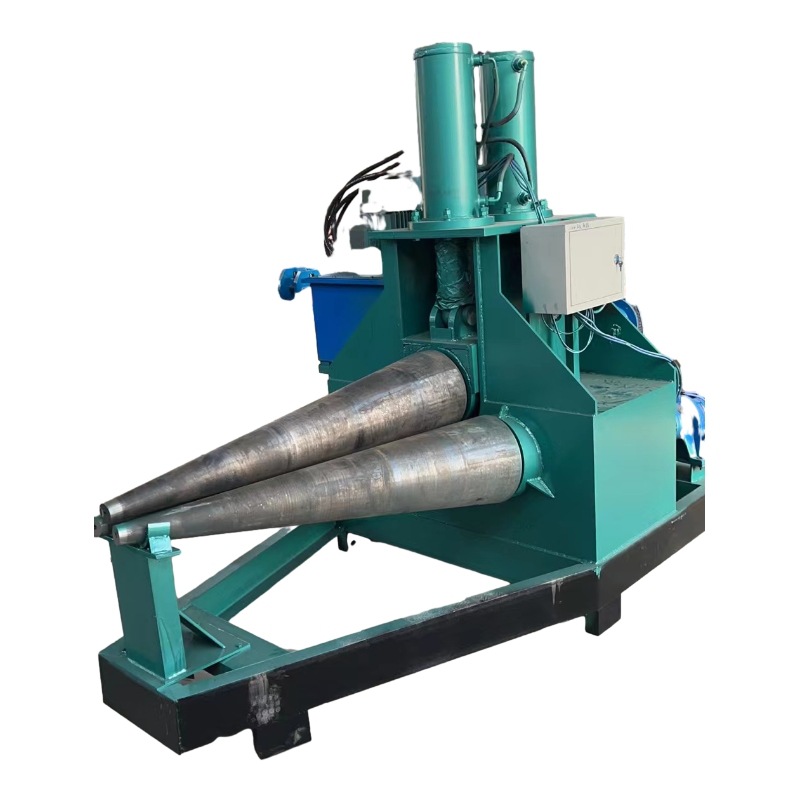 Máquina de bobinado de chapa metálica eléctrica de tres rodillos tipo chapa de hierro cono formando máquina horizontal de bobinado de chapa de acero inoxidable