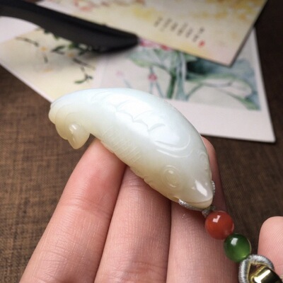 Xinjiang Nephrite  Pendant In successive years Surplus Jade Fish Pendant men and women Qiemo Old material Jade Pendant Pendant Choker