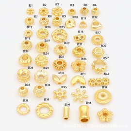 保色18K真金隔珠螺纹扁珠灯笼珠风火轮隔片手工散珠diy饰配件D93