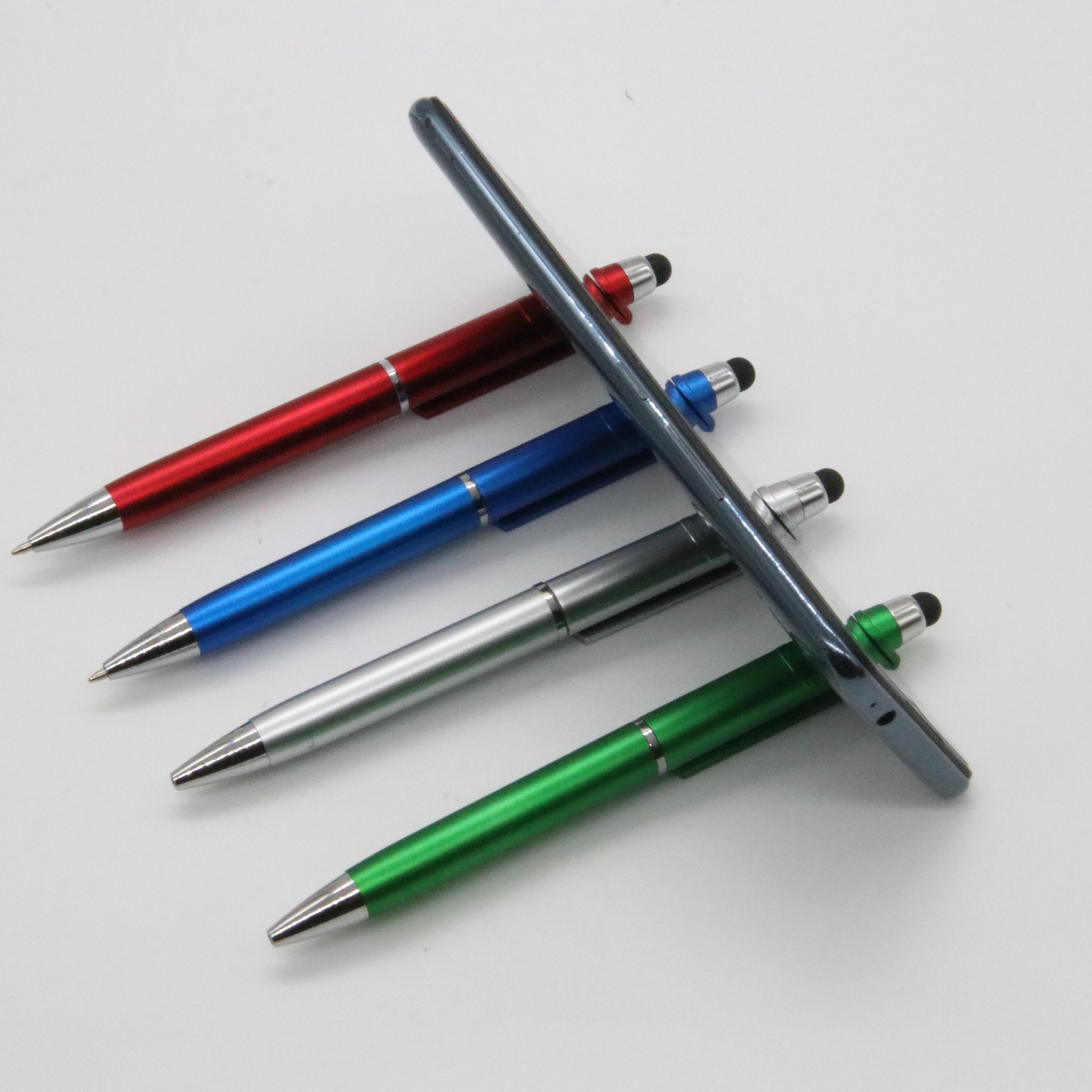 Plástico tres en uno multifuncional bolígrafo teléfono móvil titular pluma pantalla táctil pluma Impresión logotipo transfronterizo pluma aceite