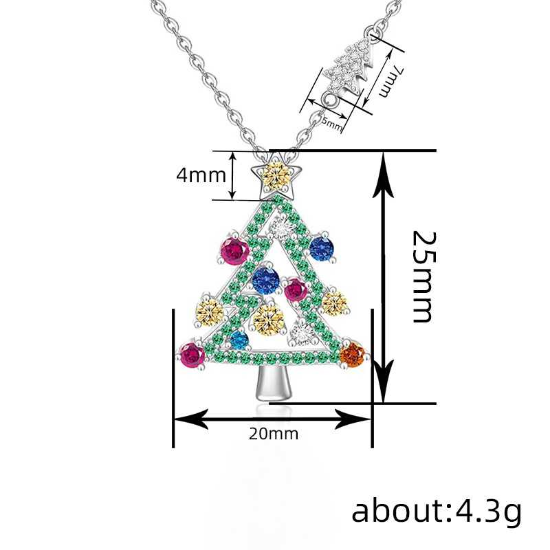 Collier pendentif arbre de Noël coloré mignon Cao Shi bijoux assortis de vacances à la mode style de Noël exquis et tendance_voghion.com
