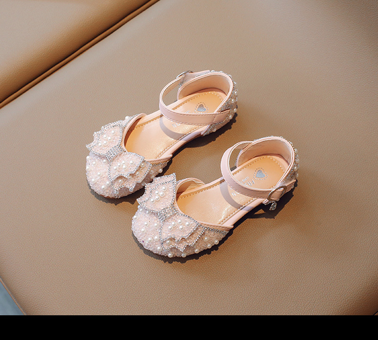 Sandali per bambini con paillettes di diamanti e acqua dolce principessa Baotou 2023 nuove scarpe estive in pelle per bambina_voghion.com