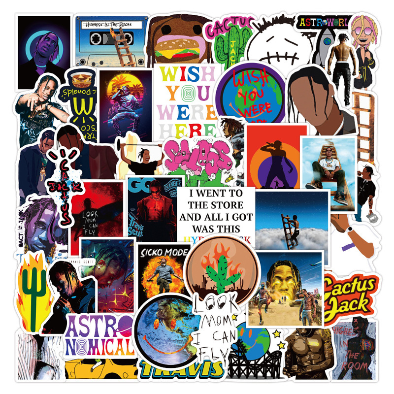 50 Pieces of Tervis Scott Graffiti Stickers Waterproof Suitcase Notebook Skateboard Removable Stickers Wholesale