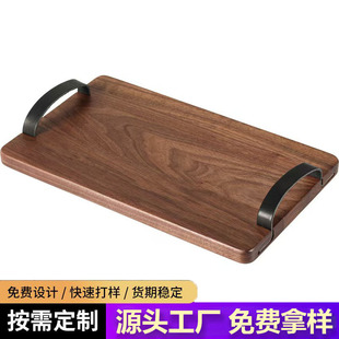 Solid Wood Pallet Metal Handle for Dining Hotel Food Dessert Serving Restaurant Serving Wooden Kitchen Utensils Customization