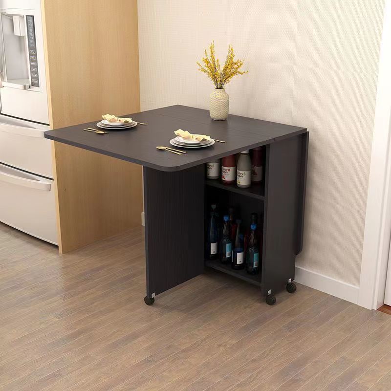 Mesa de comedor plegable doméstica pequeña casa con rueda móvil retráctil rectangular simple y multifuncional mesa de comedor pequeña