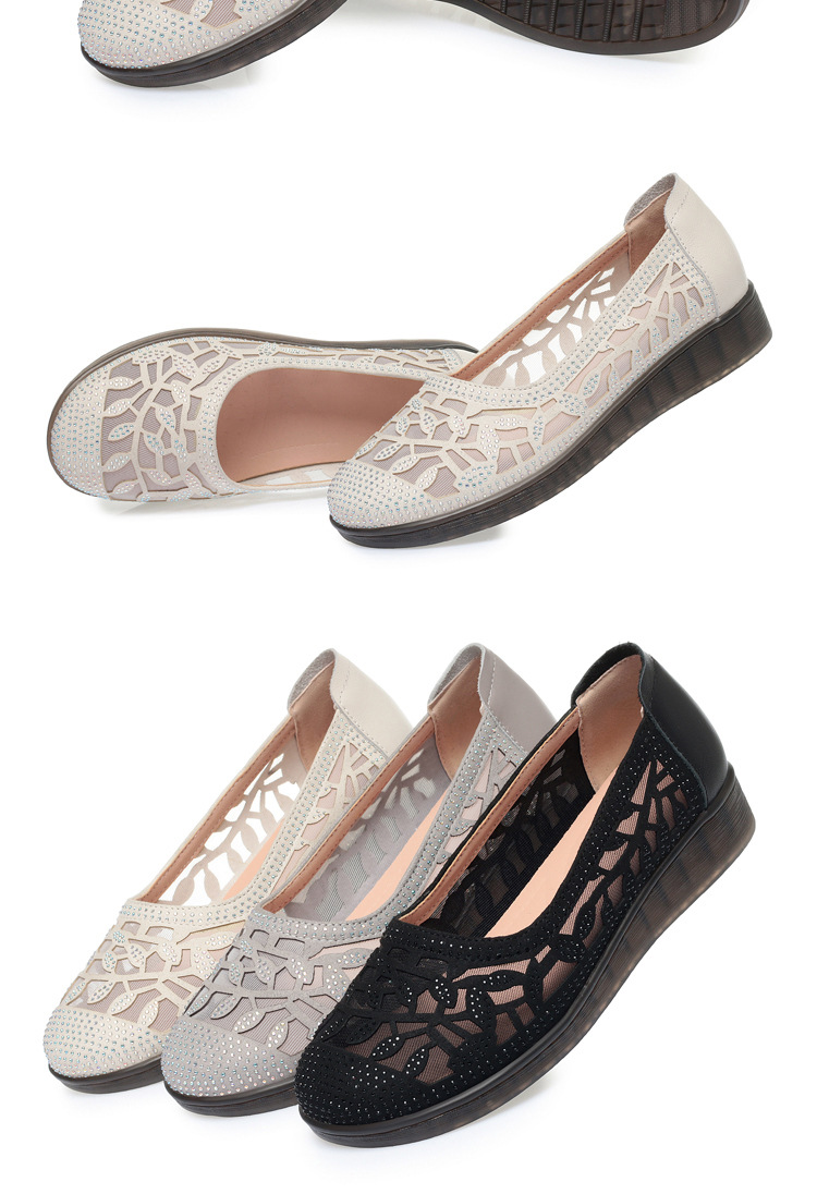 Giày sandal nữ lưới hở mũi đế bệt cao su mềm — màu be chi tiết 18