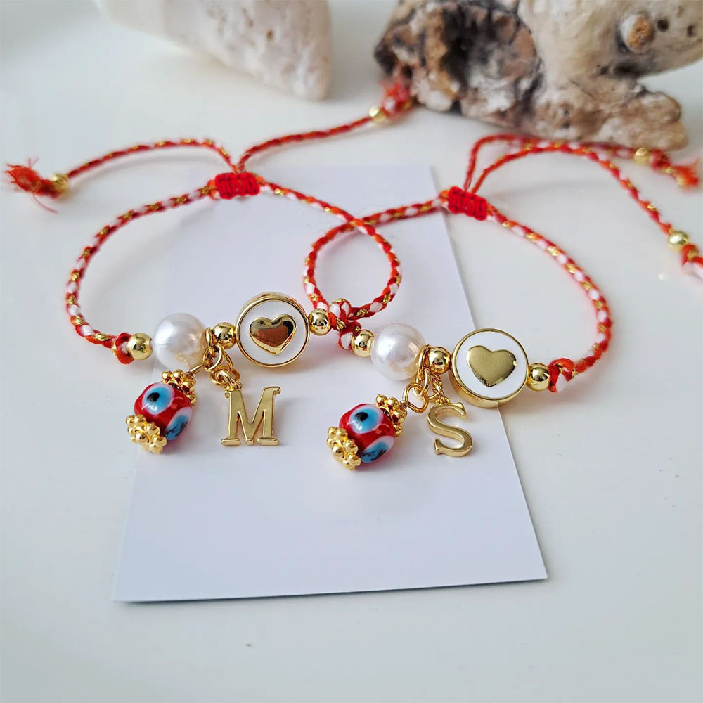 8g Weight Copper Pendant Material Bracelets Classification rope Chain Material Woven Chain Chain Type 1 Piece Quantity Holiday, Banquet, Daily Occasion Glass, Copper Material Letter Pattern Women's Gender Knitting Design Elegant, Lady, Simple Style Style Elegant Lady Simple Style Letter Glass Copper Woven Chain String Bracelets Wholesale 1