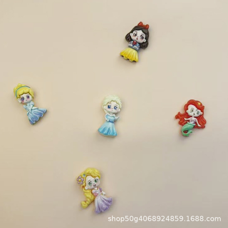 Fairy Tale Disney Princess Glossy Resin Accessories DIY Cream Glue Hairpin Phone Case Shoe Decoration Fridge Magnet Materials