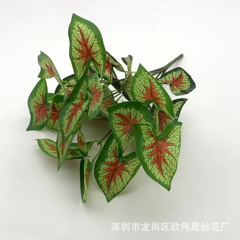 直送7頭PVC製人工観葉植物、グリーンロウ、星点目、偽の葉、ギフト、結婚式の部屋の装飾、飾り物|undefined