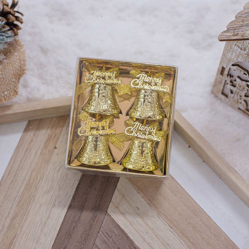 Decoraciones de Navidad personalizadas campanas de plástico Navidad decoración creativa colgante dorado galvanizado