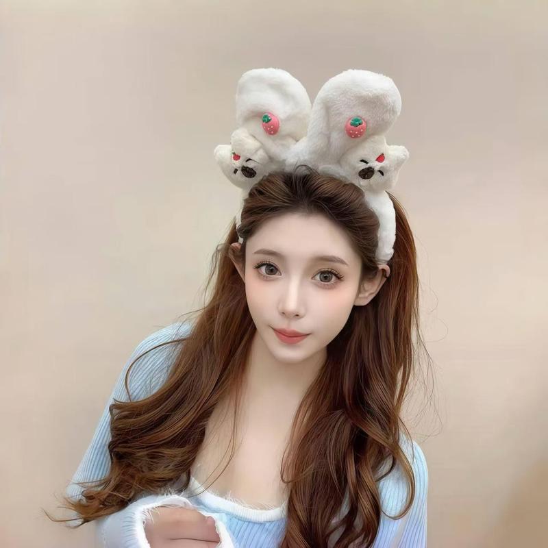 ぬいぐるみ漫画ウサギの耳カピバライチゴヘアバンド女性の新しいかわいい高頭蓋ヘアピン帽子ハイエンド|undefined