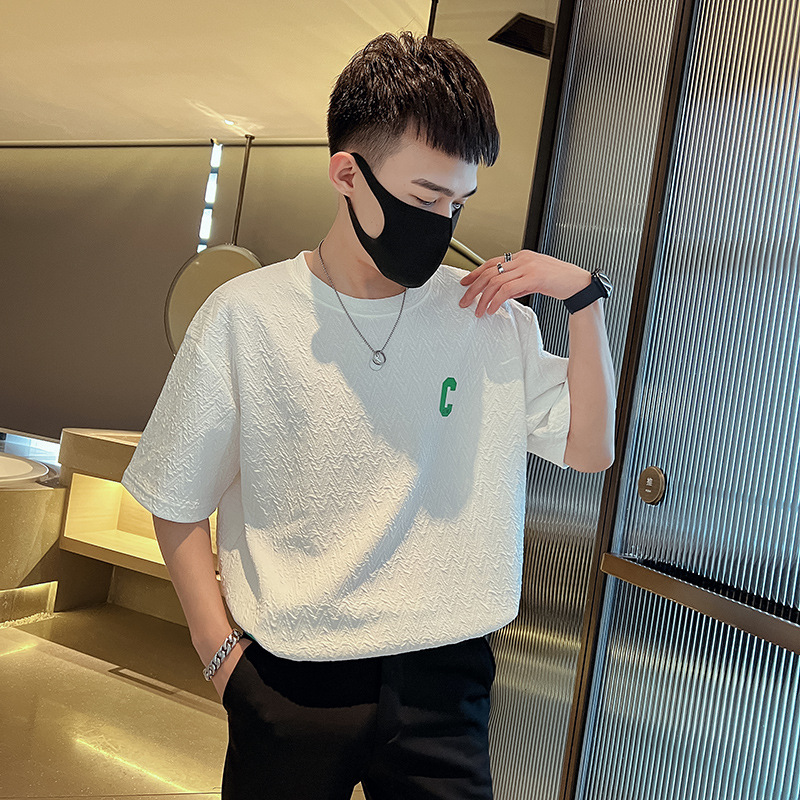 Men's short sleeved for summer, new 2022 Korean version trend, handsome round neck, simple and fashionable T-shirt top_voghion.com