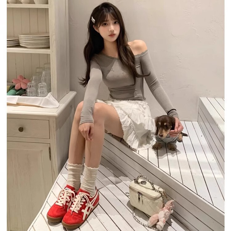 葡萄妈惠州女鞋红色德训鞋阿甘德训鞋女鞋子百搭动运动休闲板鞋|undefined