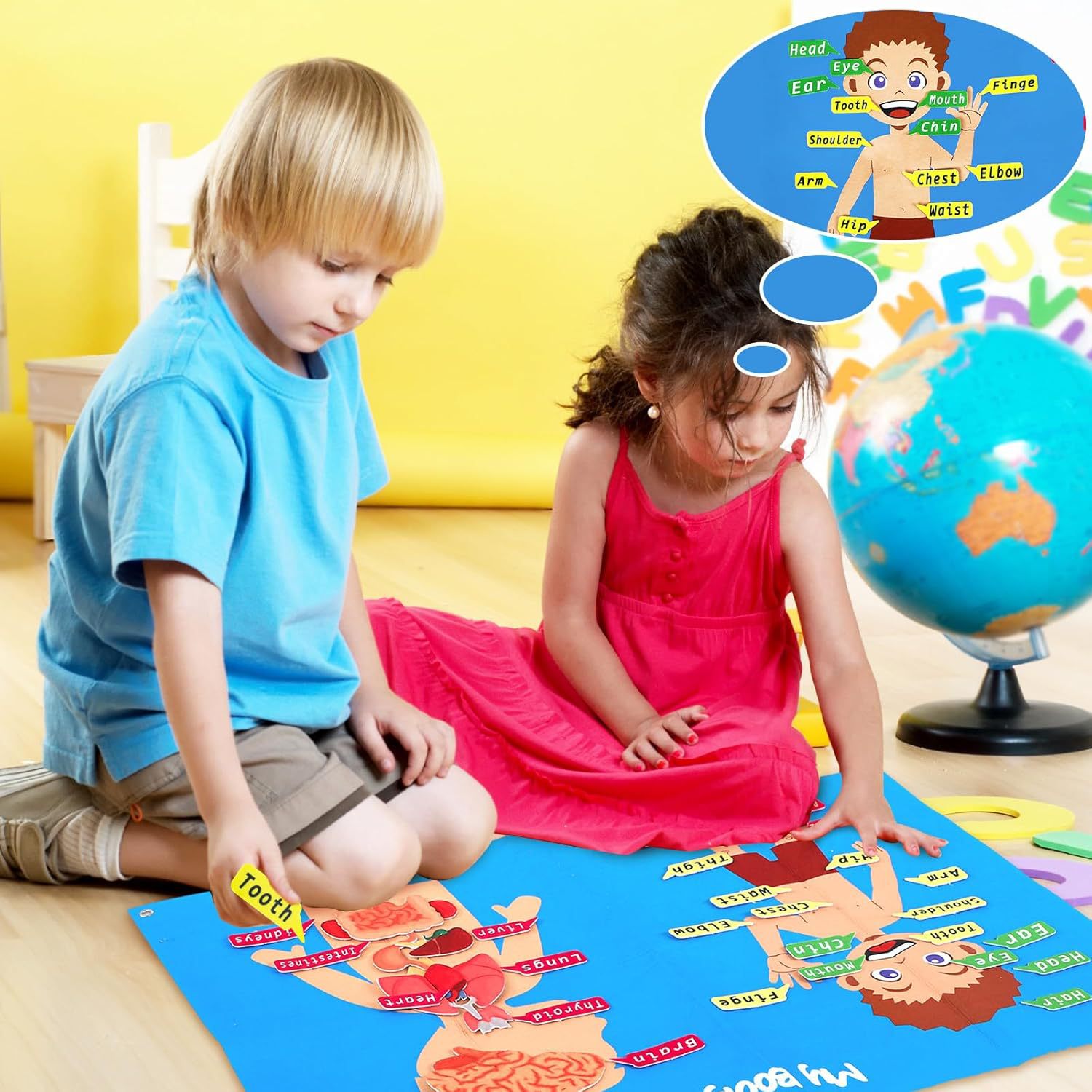 Ventas calientes de educación temprana aprendizaje de partes del cuerpo juguetes sensoriales historia de fieltro reconocimiento de partes del cuerpo tablero de enseñanza