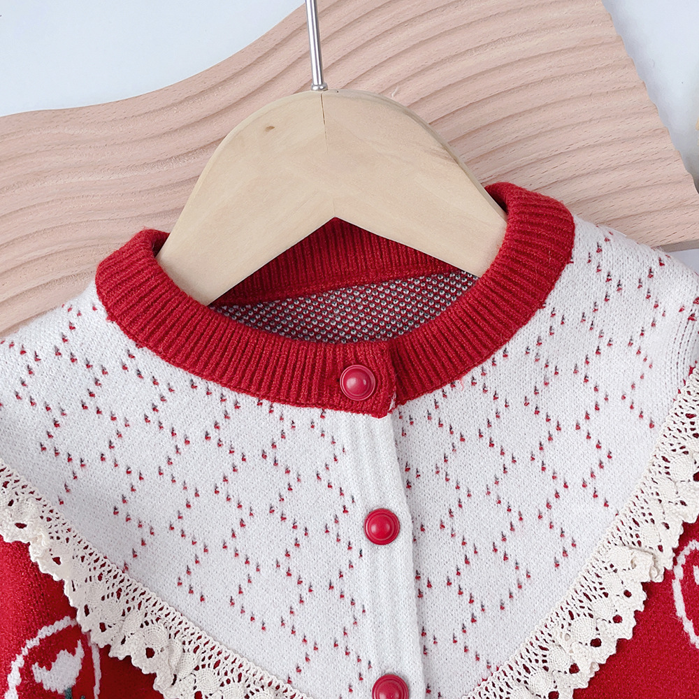 Pull pour enfants, Cardigan tricoté pour filles, ensemble deux pièces, petite robe parfumée, nouvelle collection automne_voghion.com