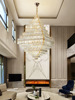 Crystal pendant, ceiling lamp for living room, square hotel lights for country house, European style, light luxury style