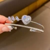 77# Open Bracelet-Silver-Square Heart