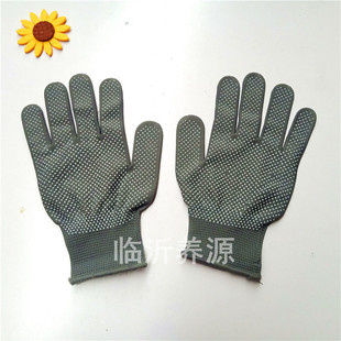 Gray point Bead gloves labor protection gloves nylon point Plastic Dispensing Gloves men's dustproof breathable non-slip gloves point plastic