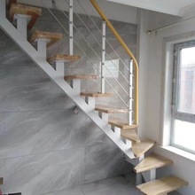 楼梯阁楼室内楼梯定 制复式loft家用楼梯直梁钢木公寓楼梯黑色白