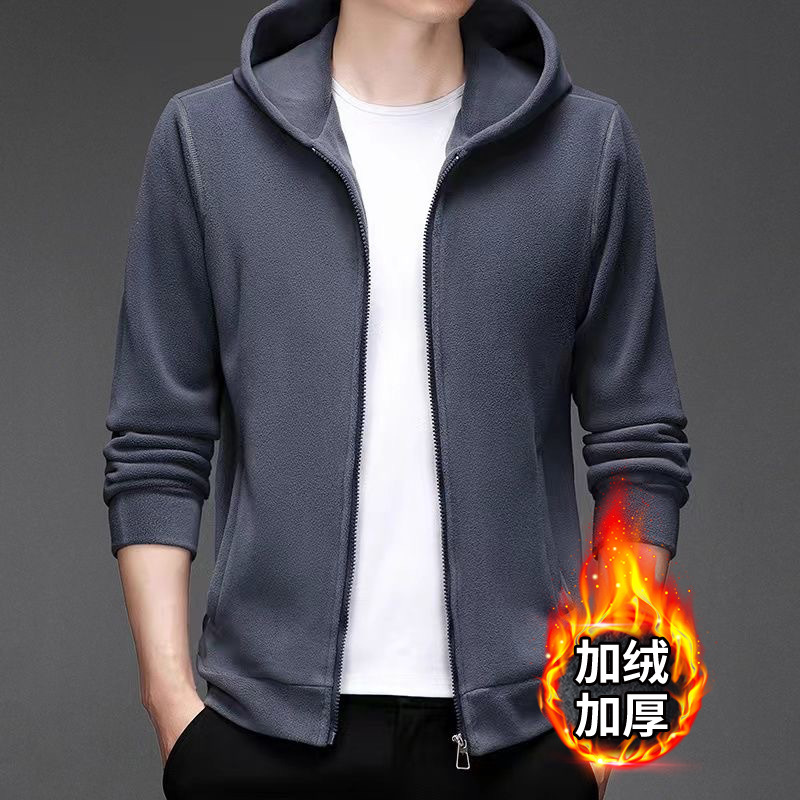 秋冬卫衣男超柔不倒绒加绒加厚拉链开衫外贸外套男女同款纯色上衣