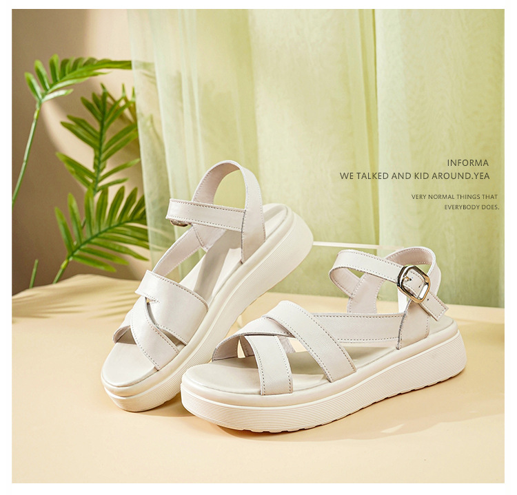 Dép sandal nữ quai ngang đế xốp mềm da thật phong cách La Mã — Màu đen chi tiết 20