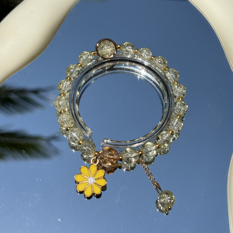 Kristall Gänseblümchen Perlenarmband Koreanischer Stil Für Damen_voghion.com